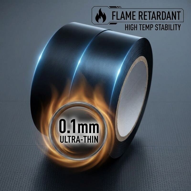0.1mm Black Insulation PVC Tape Non Lifting for Wire Harness Wrapping High Temperature