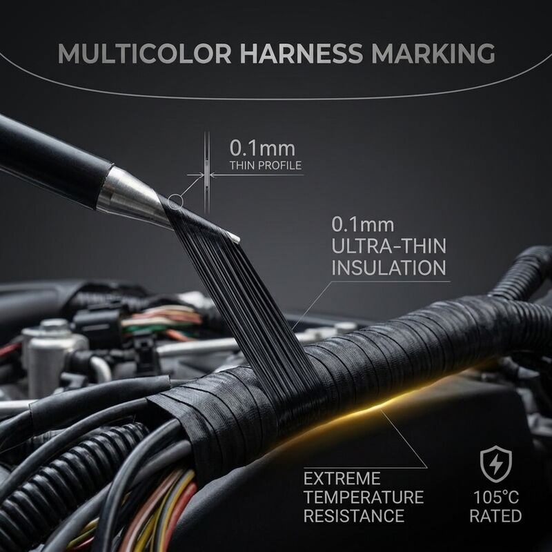 0.1mm Black Insulation PVC Tape High Temperature Resistant for Engine Wire Harness